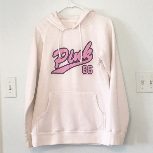 PINK Victoria's Secret Tops - PINK Victoria’s Secret Hoodie White Pink Small